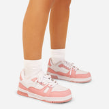 Elvie Lace Up Trainers - Pink