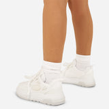 Fresh White Overized Lace Up Chunky Sole Trainer in White Faux Leather